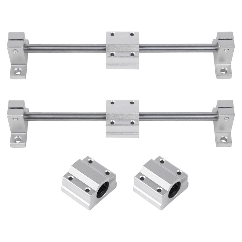 CNBTR Horizontal 8mm Dia Linear Motion Ball Bearing Slide Bushing &200mm Linear Shaft Optical Axis with Rod Rail Support Set - Image 1